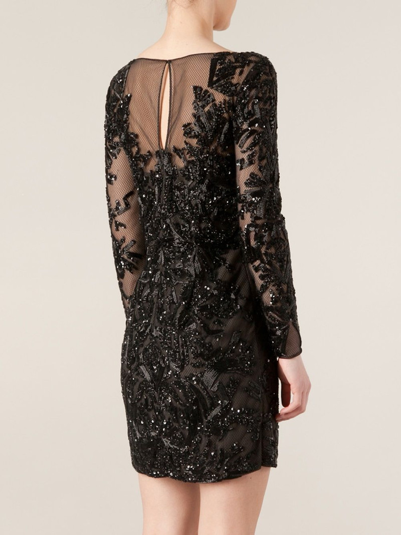 sequin embellished mesh mini dress 4