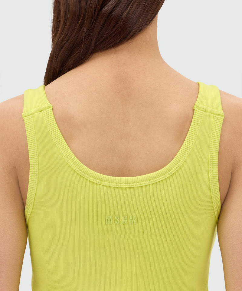 Lime ribbed cotton top with straps and metal buttons 5