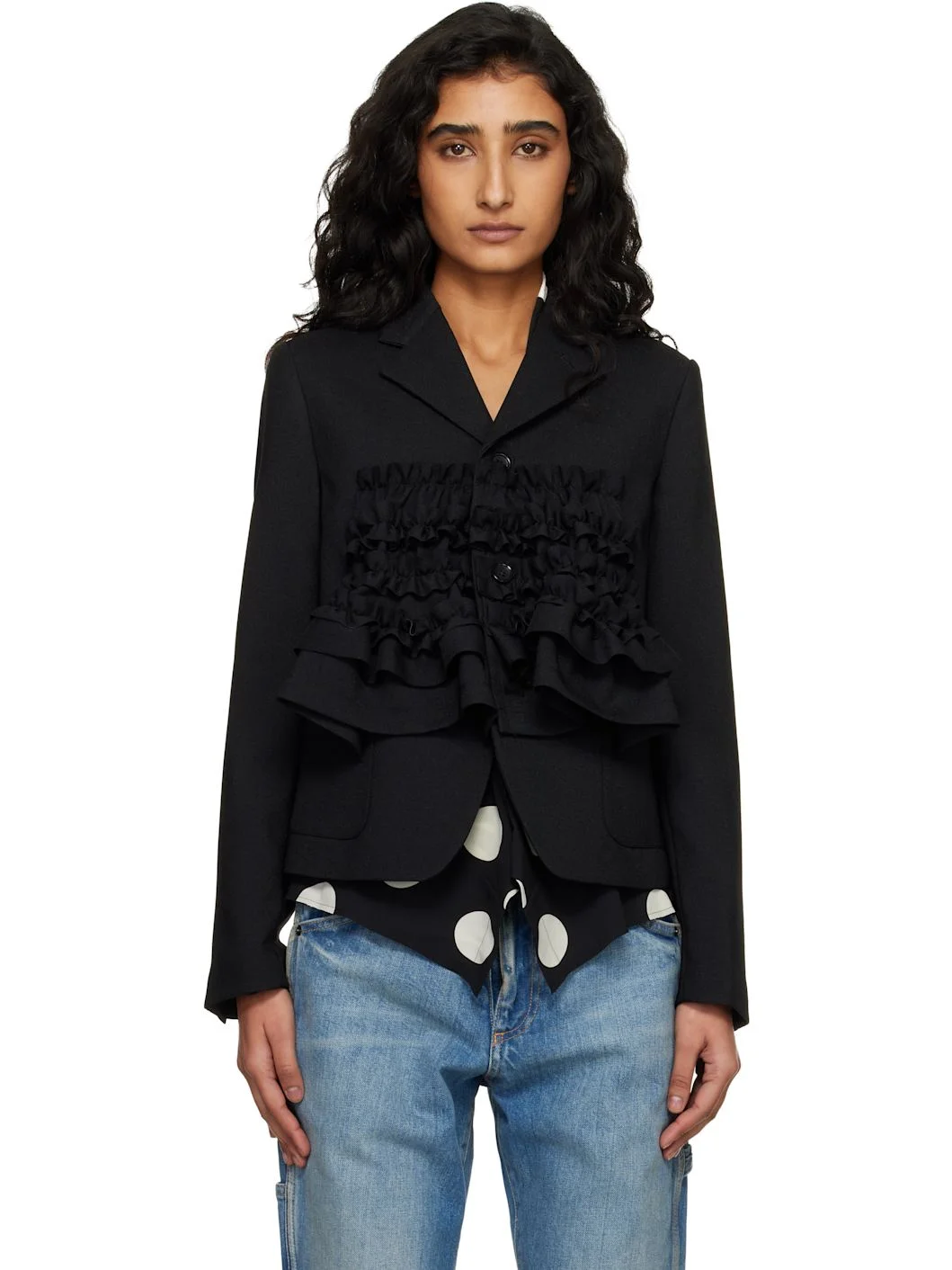 Black Gabardine Blazer - 1