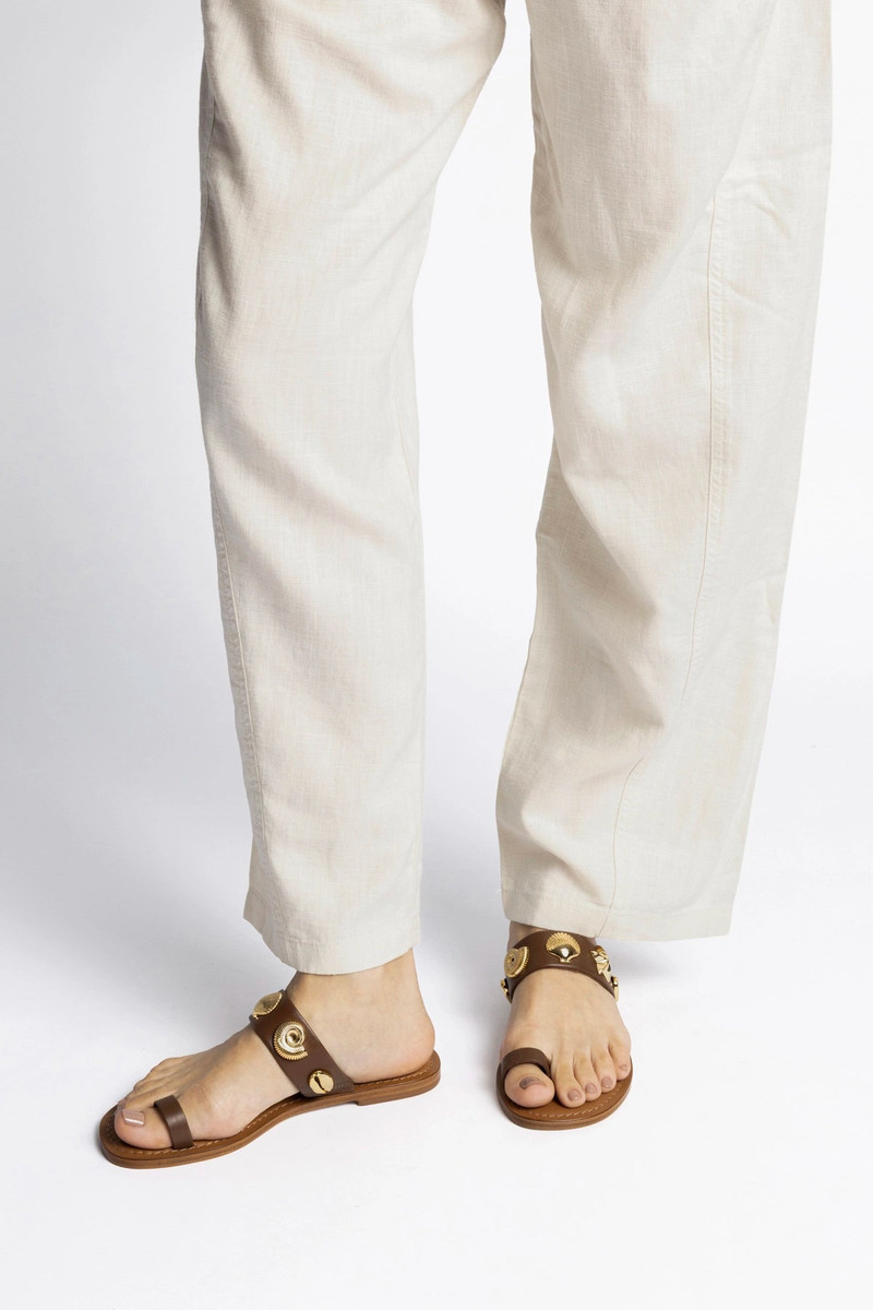 Madison Thong Sandal In Burnt Umber Leather 5