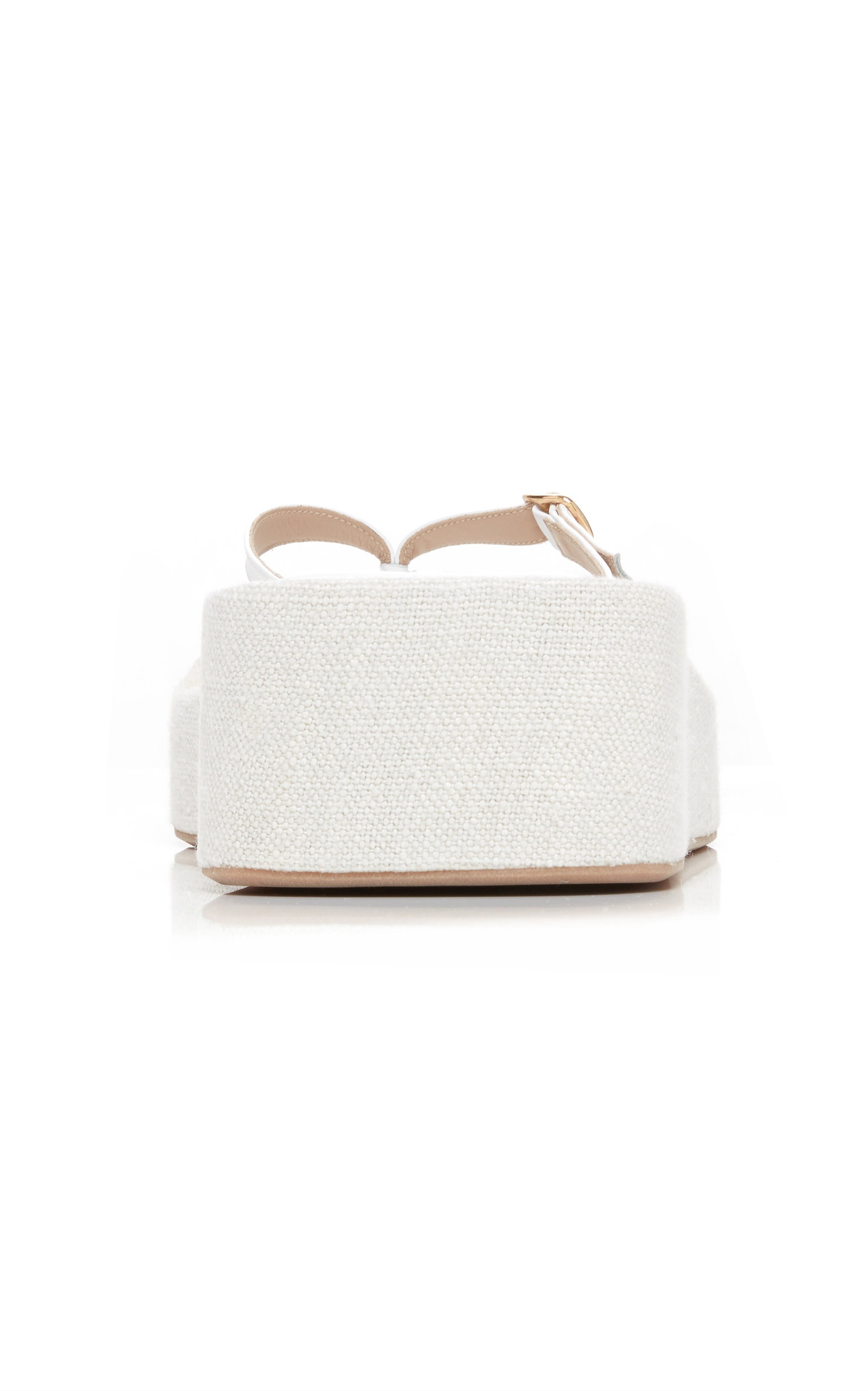 Les Tatanes Lin Leather Platform Sandals white - 5
