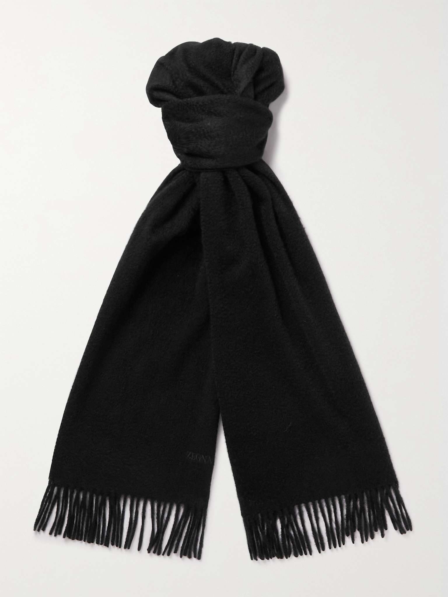 Fringed cashmere scarf - 1