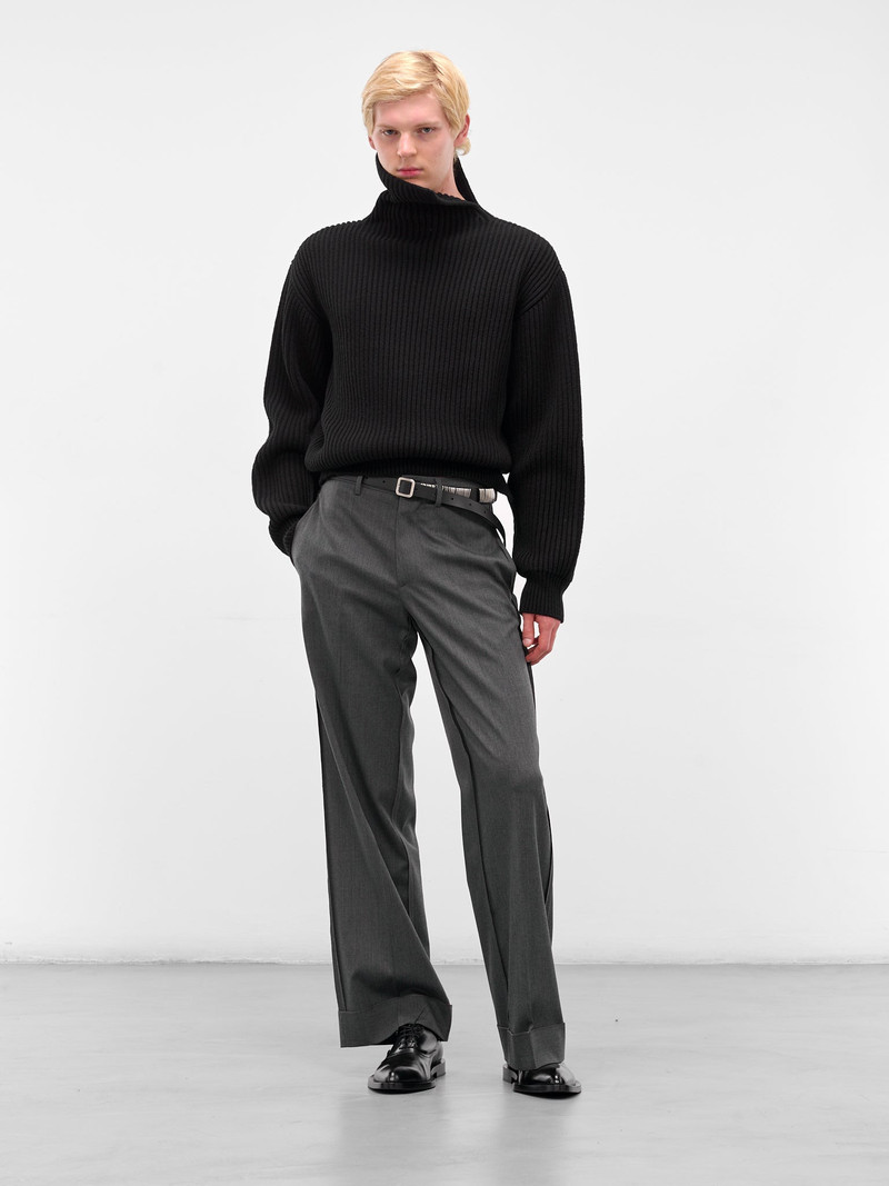 Jil Sander Black Turtleneck Collar Rib-Knit Sweater outlook