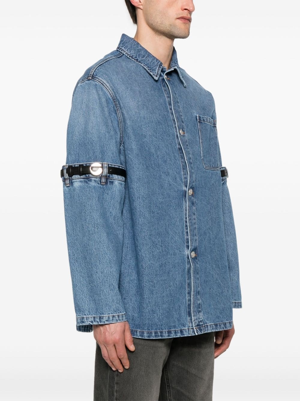 logo-buckle denim jacket - 4