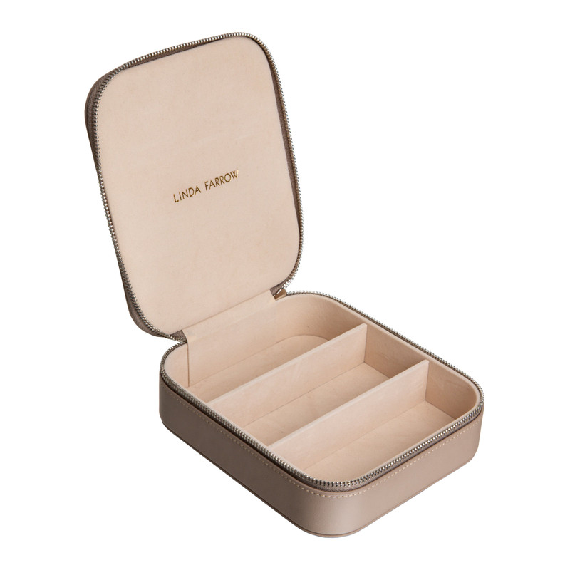 LINDA FARROW SQUARE TRAVEL CASE IN TAUPE 3