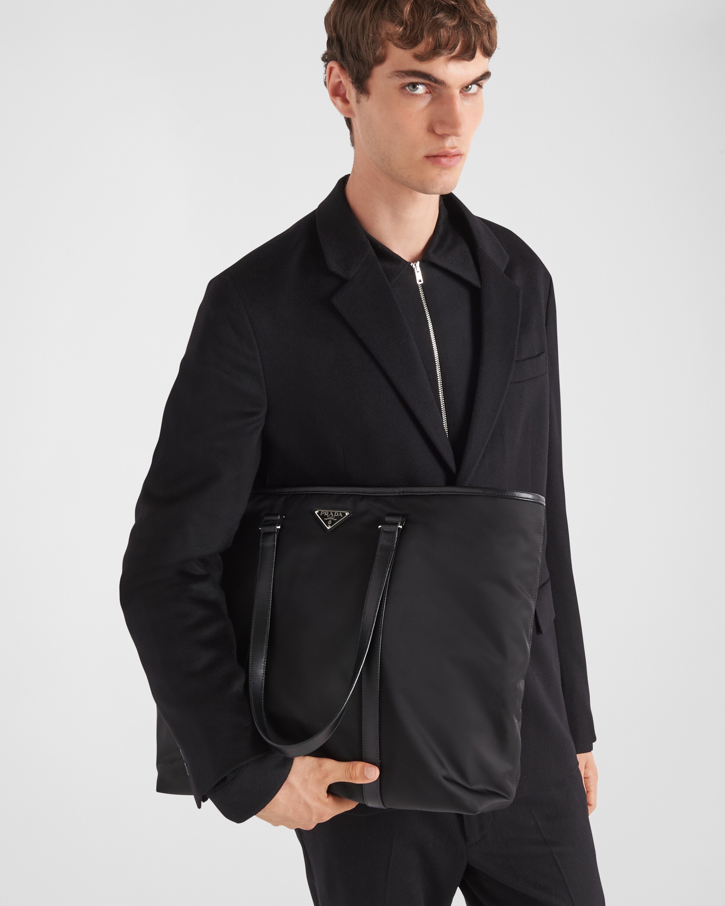Re-Nylon and Saffiano leather tote bag - 7