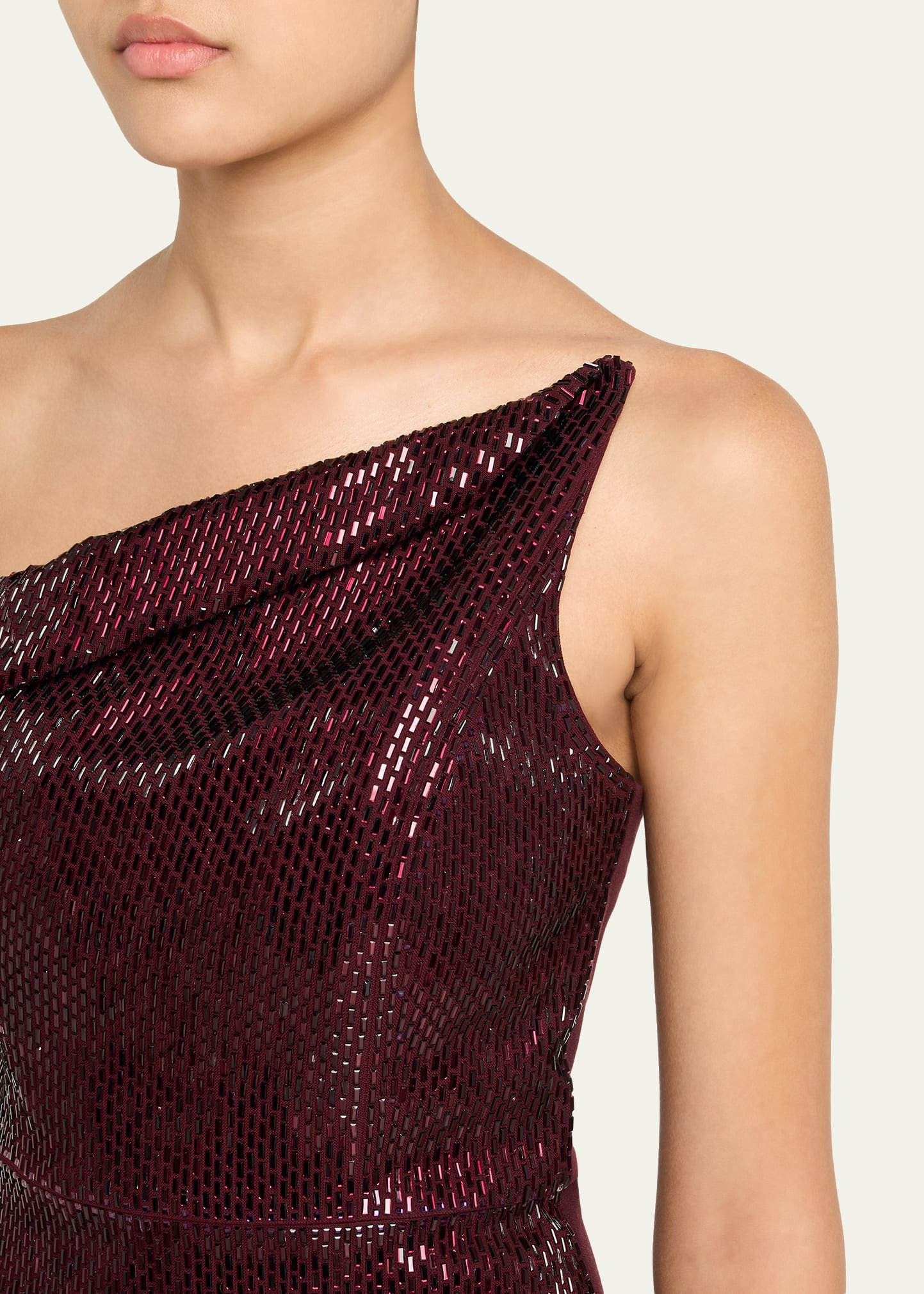 Diagonal Draped Diamante Midi Dress - 5