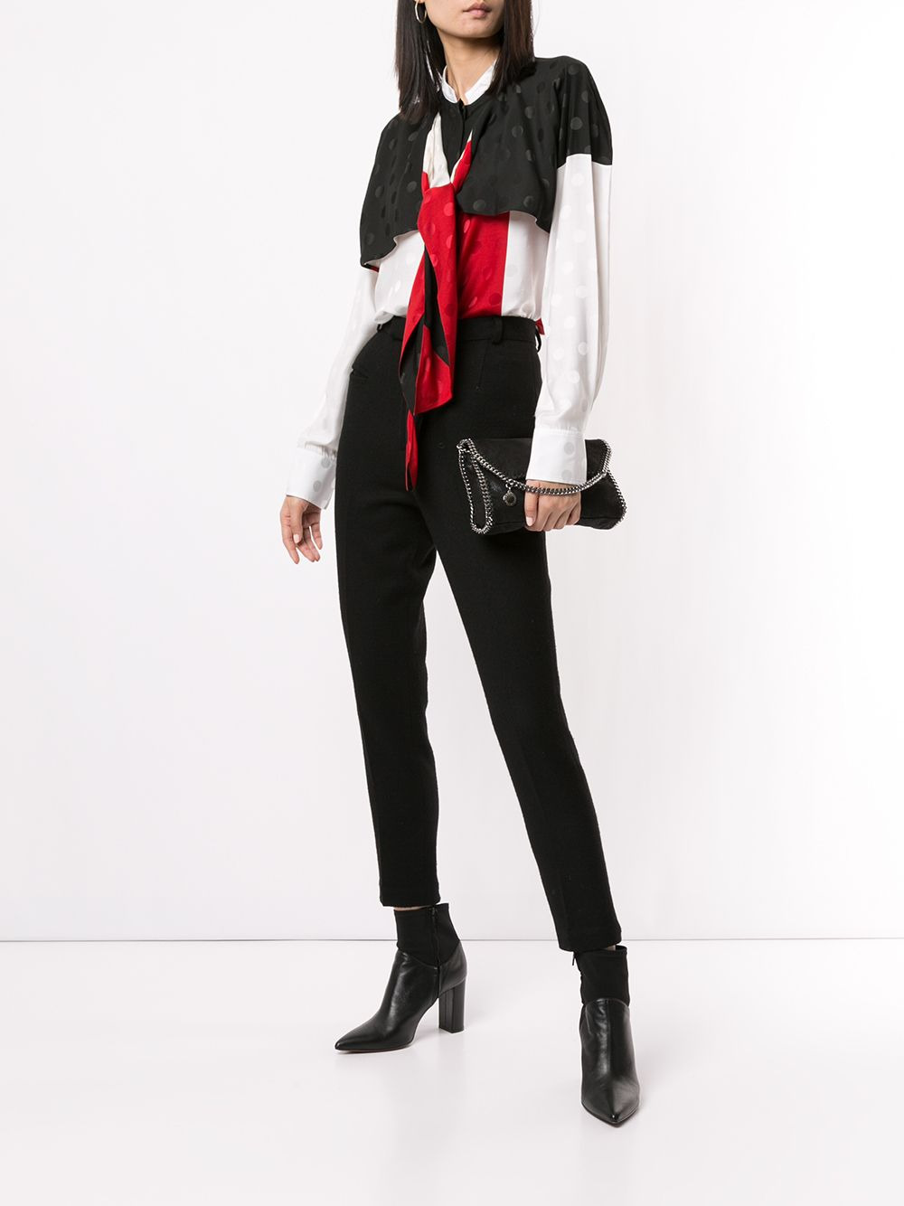 drape neck colour block blouse - 2