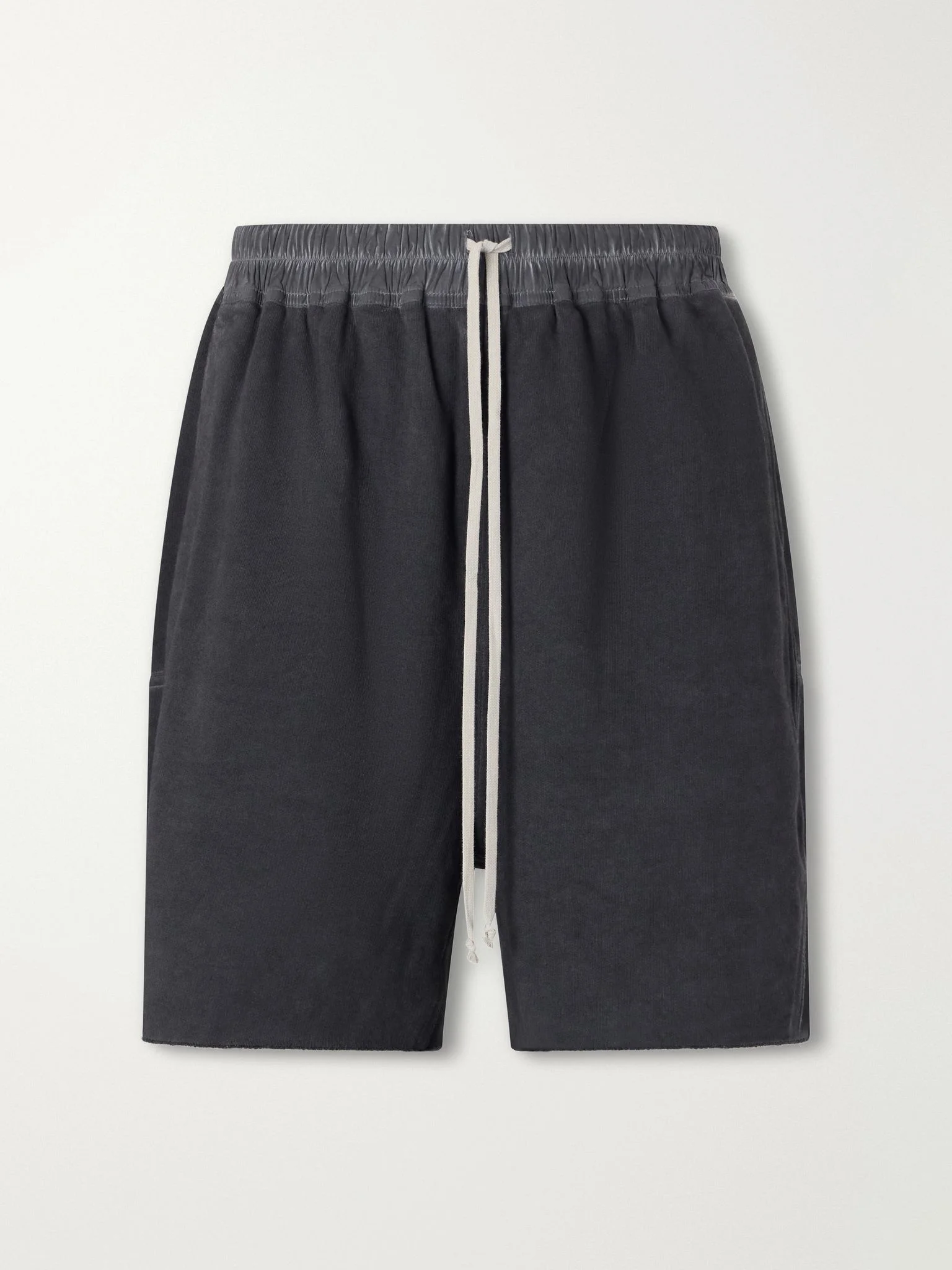 Straight-Leg Cotton-Jersey Drawstring Shorts Black - 1
