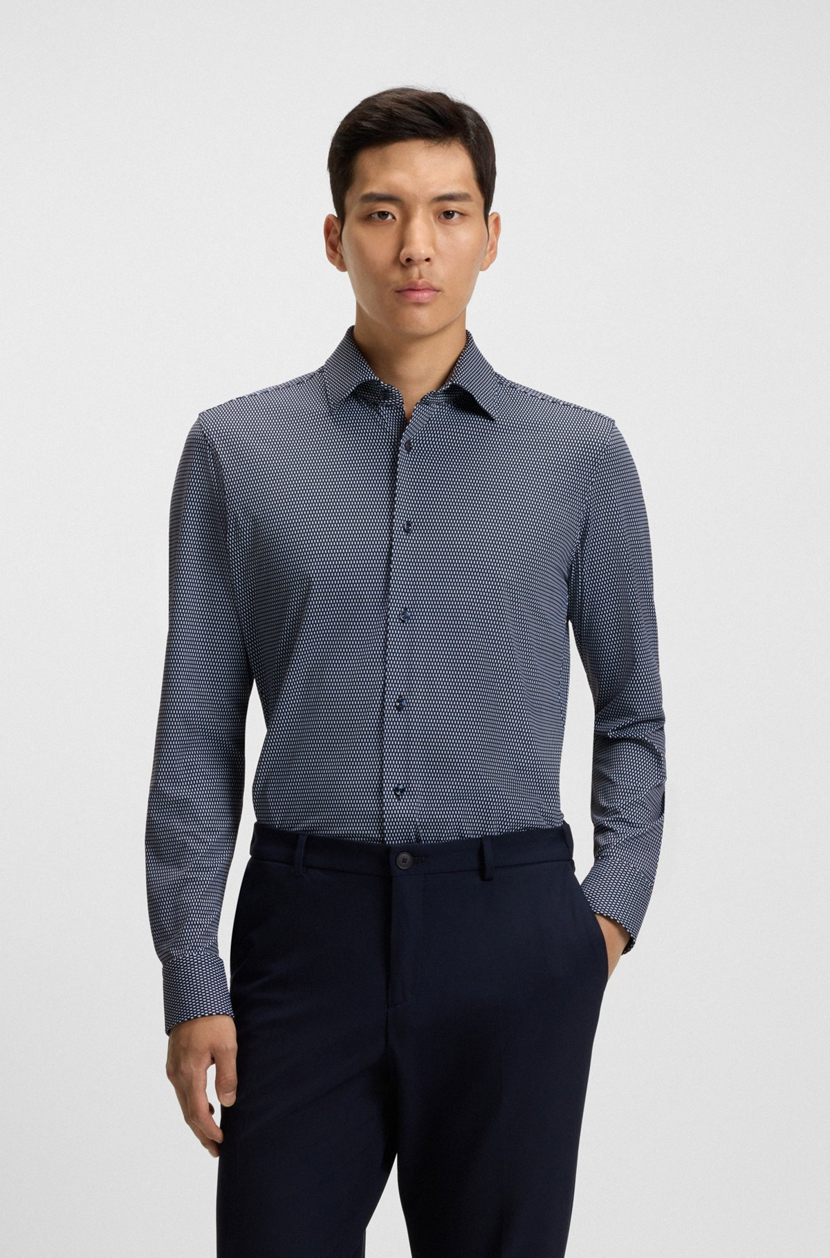 SLIM-FIT SHIRT IN ITALIAN-MADE PERFORMANCE-STRETCH FABRIC - 2