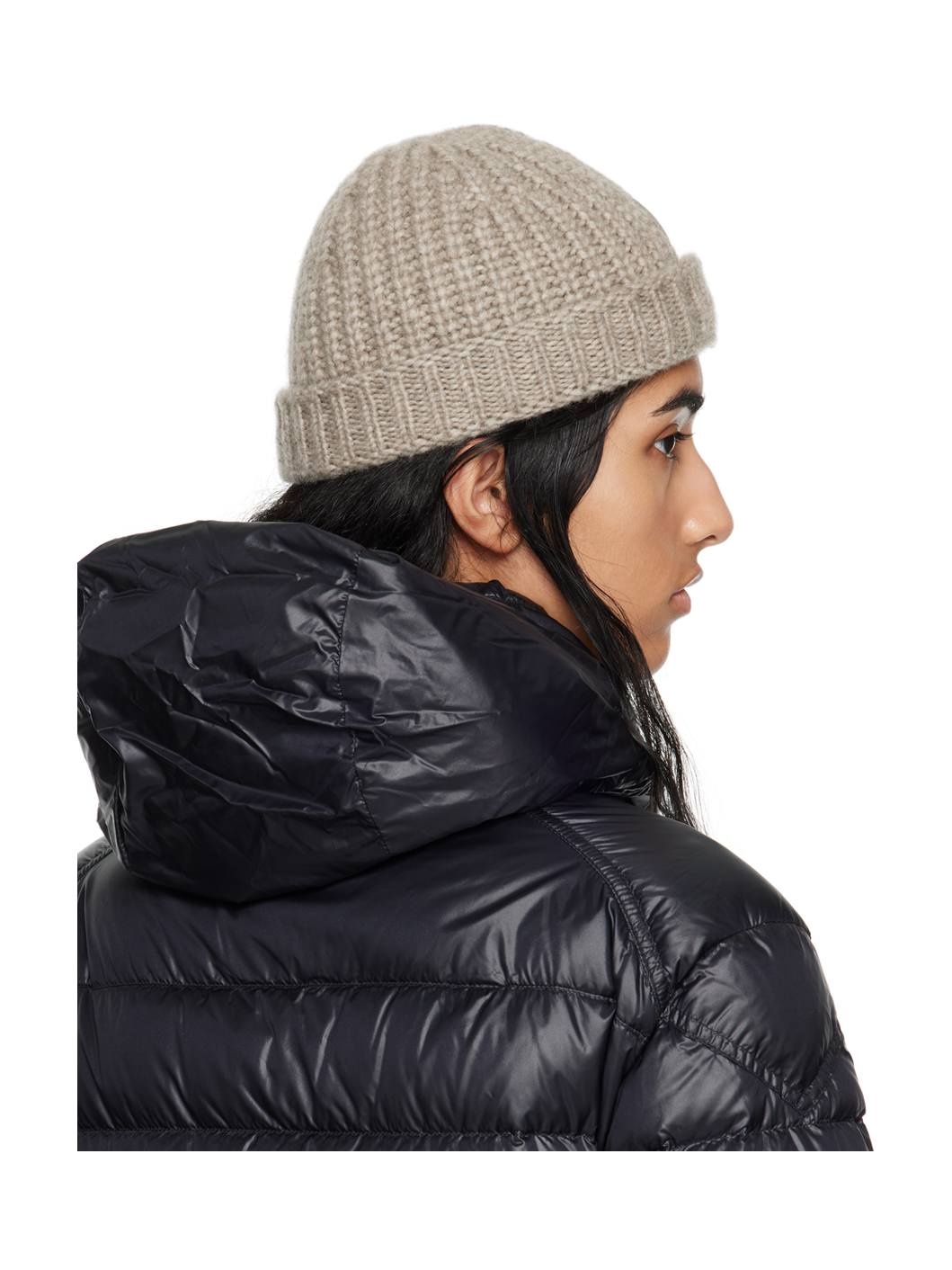 Taupe Virgin Wool Beanie - 3