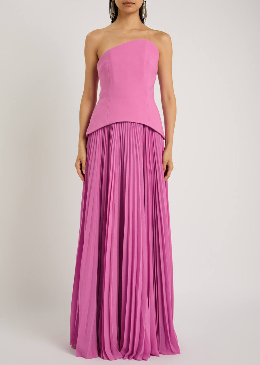 Solace London Britt Strapless Plissé and Crepe Maxi Dress - 2