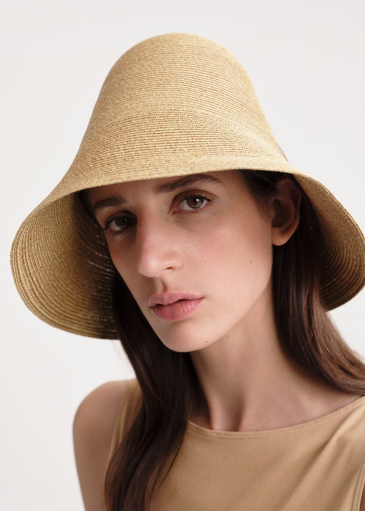 Woven paper straw hat crème - 5