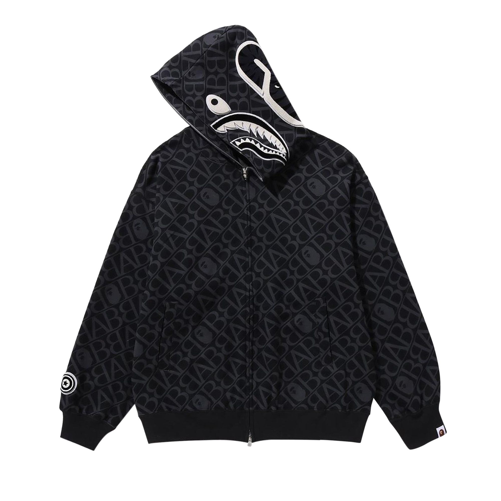 BAPE Sport Monogram Shark Hoodie 'Black' - 2