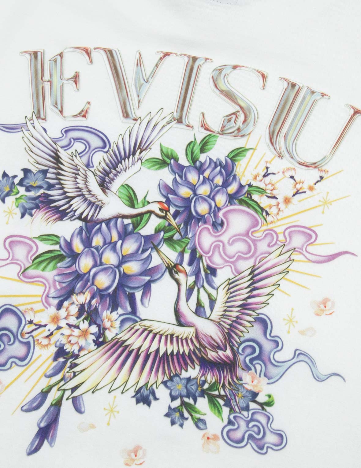 CRANES AND WISTERIA PRINT REGULAR FIT T-SHIRT - 7