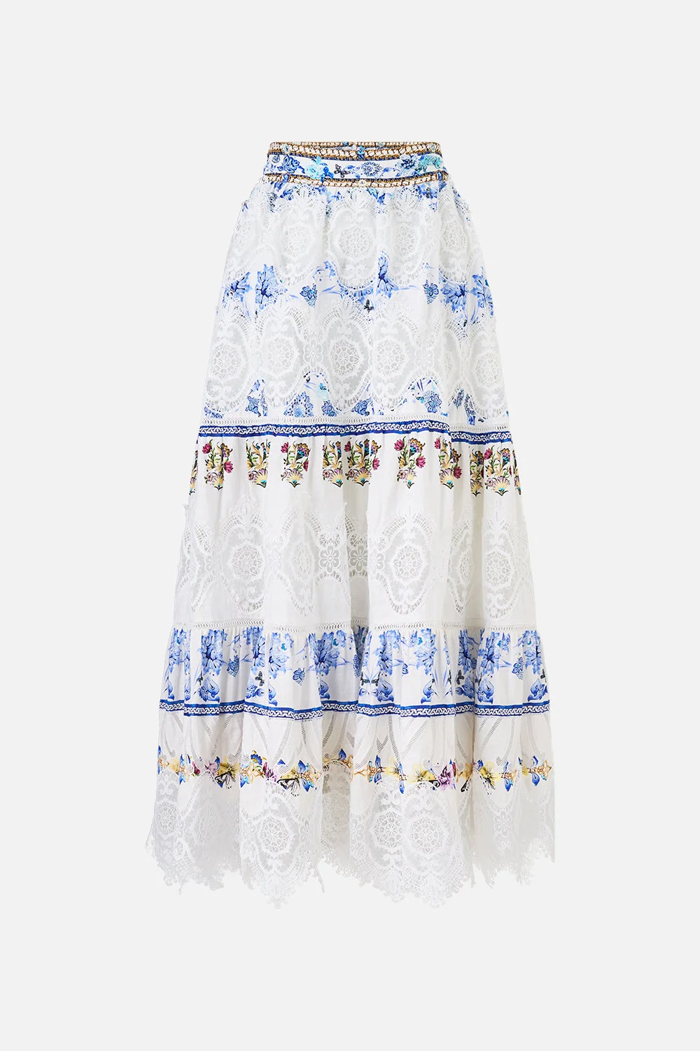 HIGH WAISTED TIERED MIDI SKIRT - 1