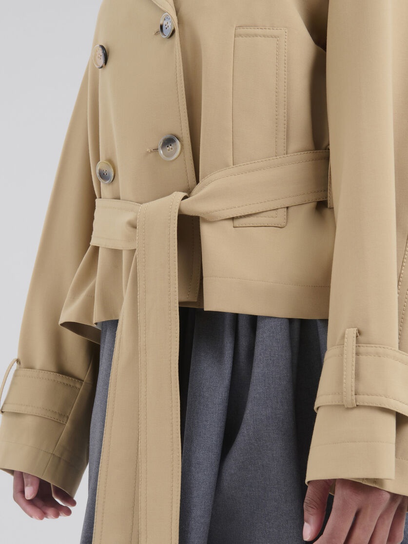 SHORT BEIGE WOOL BLEND TRENCH WITH MARNI SYMBOL - 5