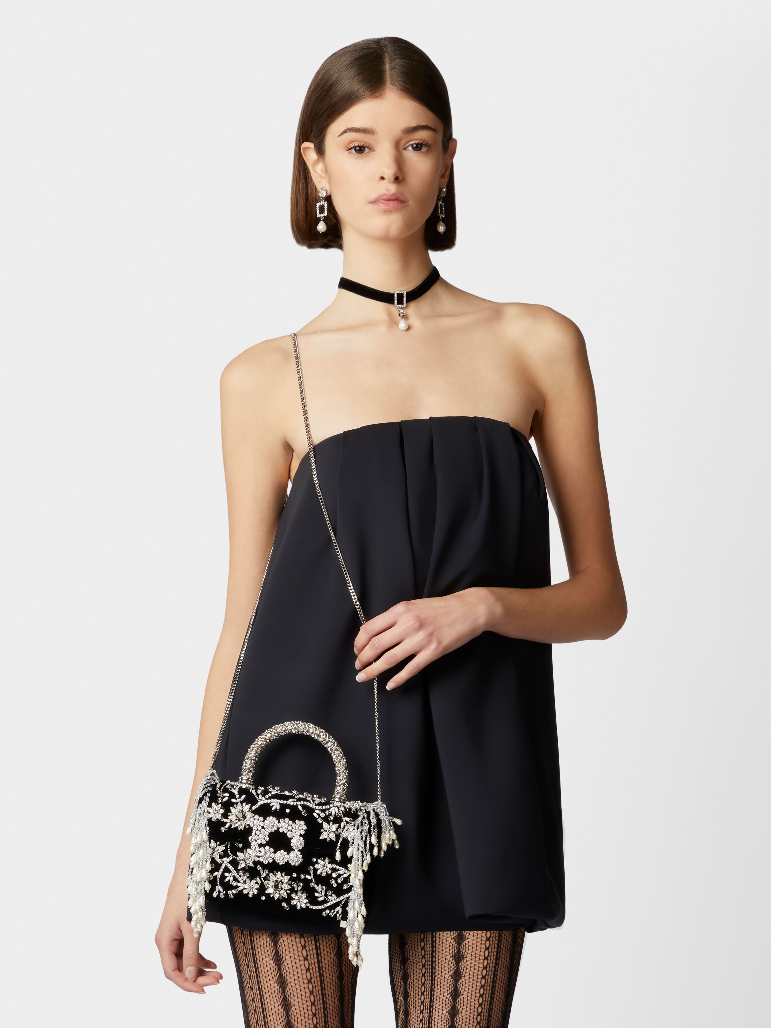 Ramage Jewel Mini Flower Strass Buckle Clutch Bag in Velvet - 8