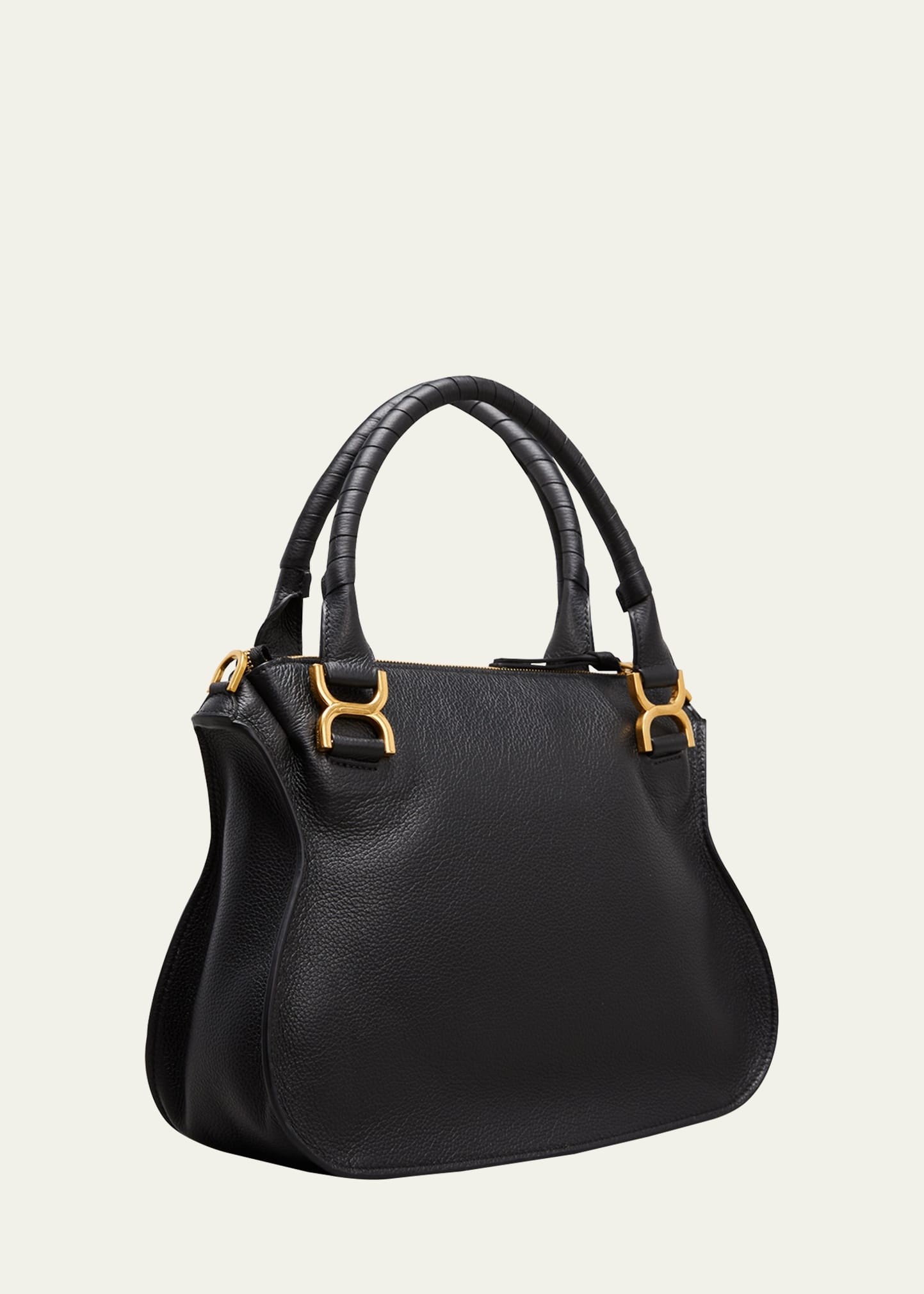 Marcie Medium Double Carry Satchel Bag in Grained Leather - 3