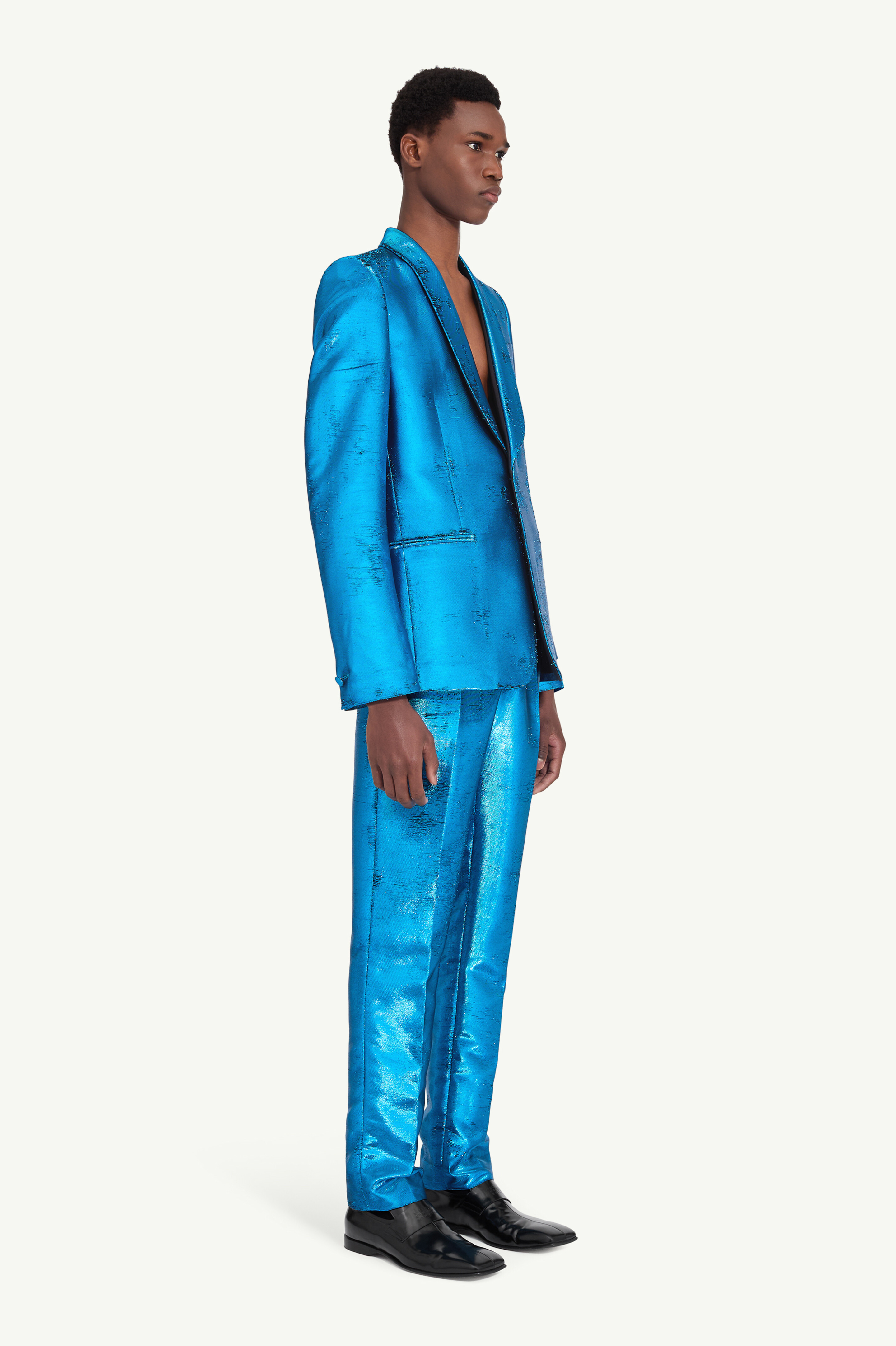 Distressed jacquard suit jacket - 3