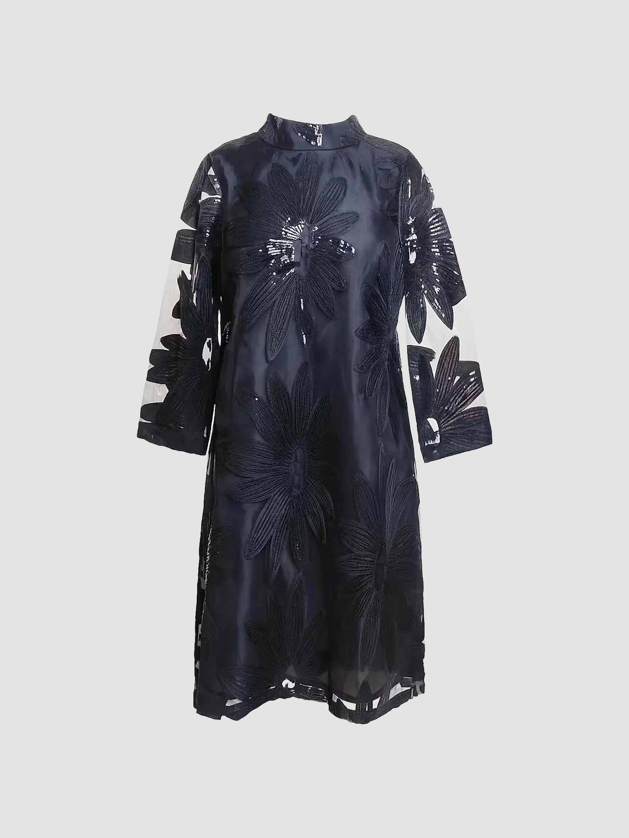 Women's Diplomat Floral Appliqué Mini Dress - Navy - 1