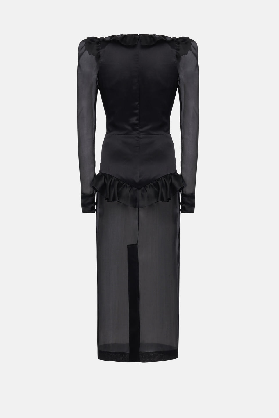 SILK SATIN AND ORGANZA DRESS WITH VOLANT - 2