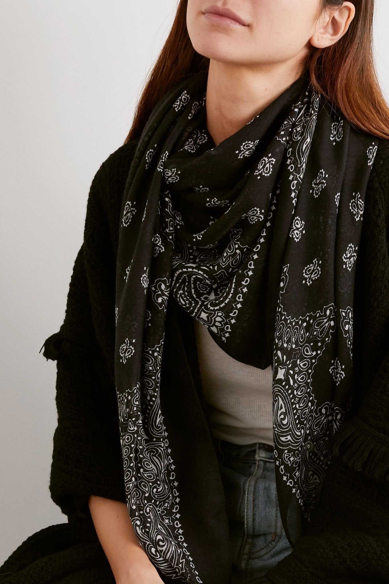 Paisley-print cashmere and silk-blend scarf - 2