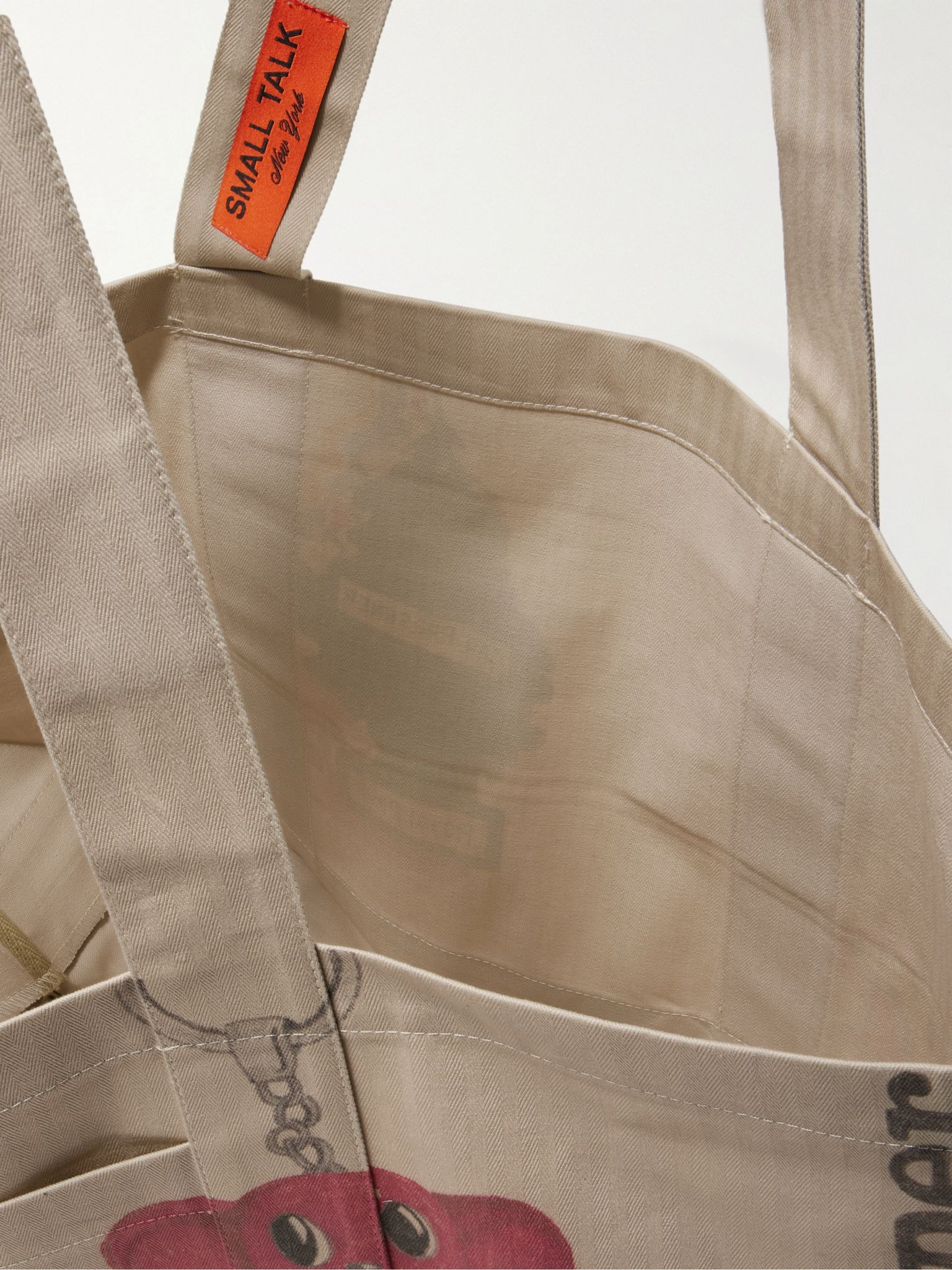 Utility Printed Herringbone Canvas Shoulder Bag Cream - 5