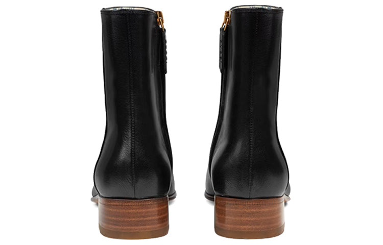 (WMNS) Gucci Goatskin Hills Logo Ankle Boots 'Black' 658949-D3V00-1000 - 5