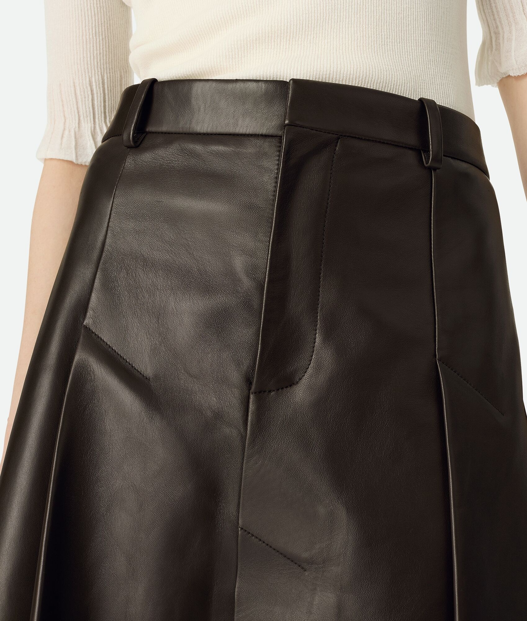 Leather Pleated Skirt - 4