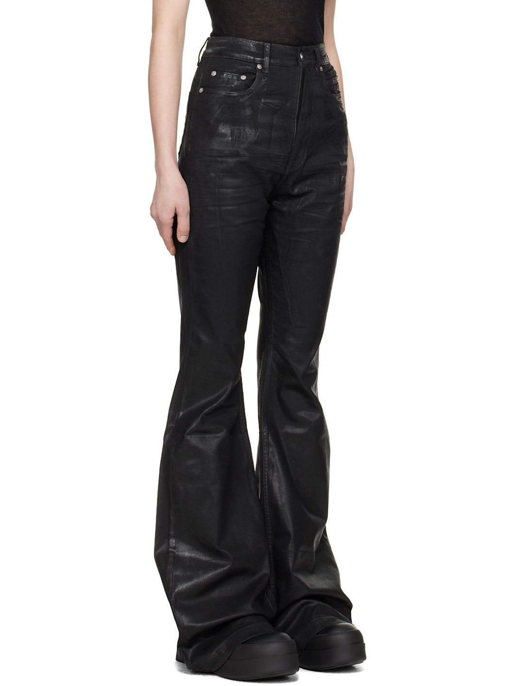 Black Hollywood Bolan Bootcut Trousers - 2