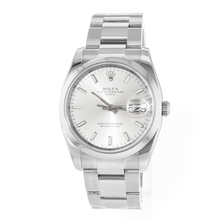 Pre-owned Rolex Oyster Perpetual Date Automatic Chronometer Silver Dial Men's Watch 115200 SSO - 4