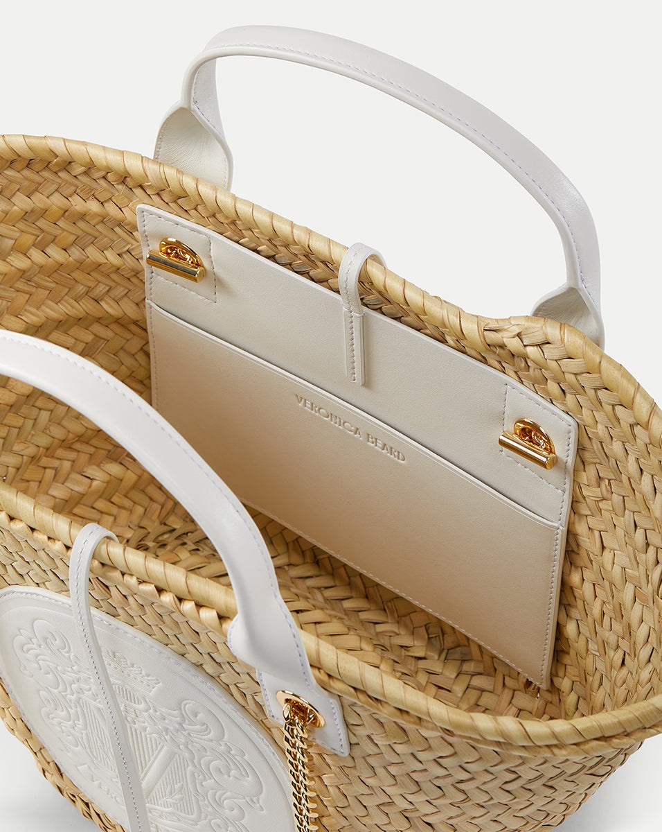 SMALL RAFFIA CREST MARKET TOTE - 4