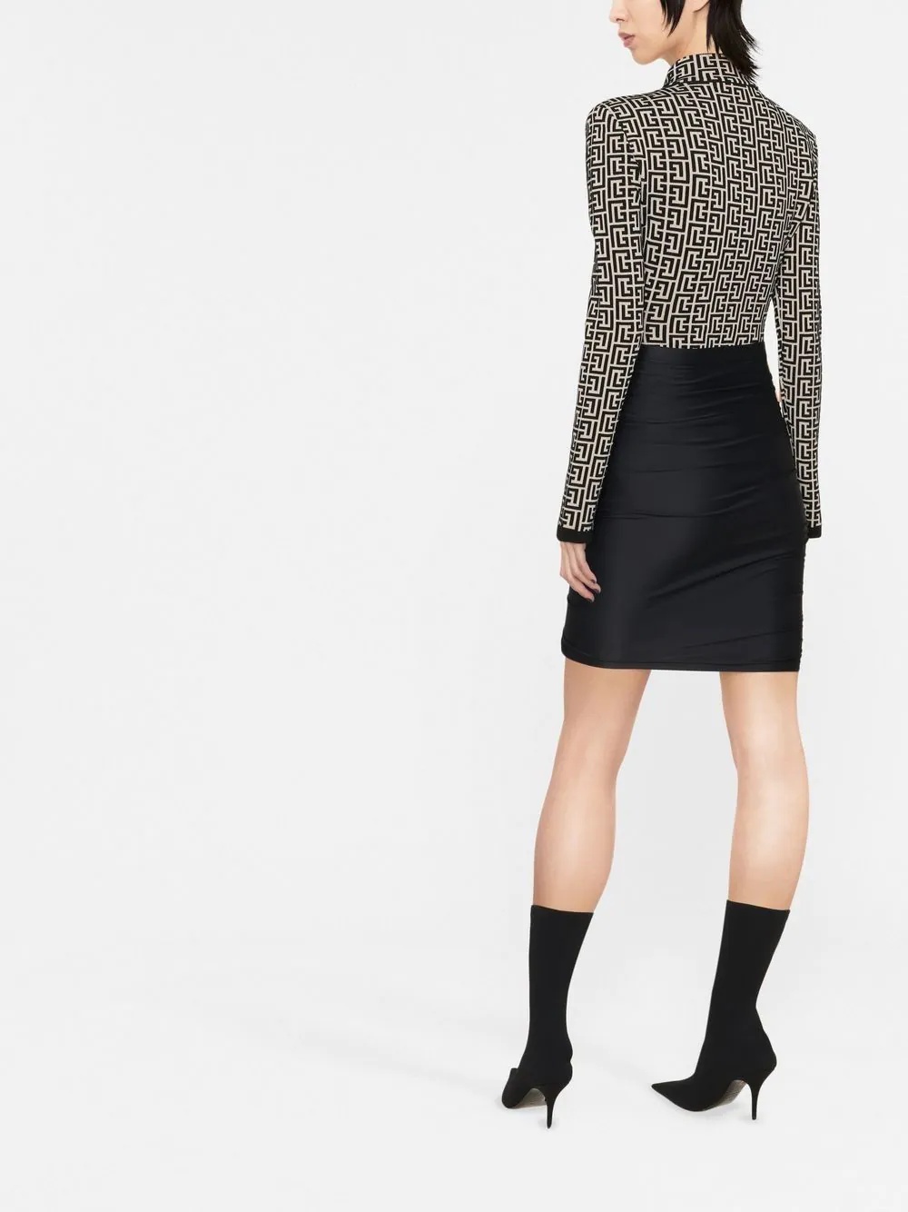 gathered stretch mini skirt - 4