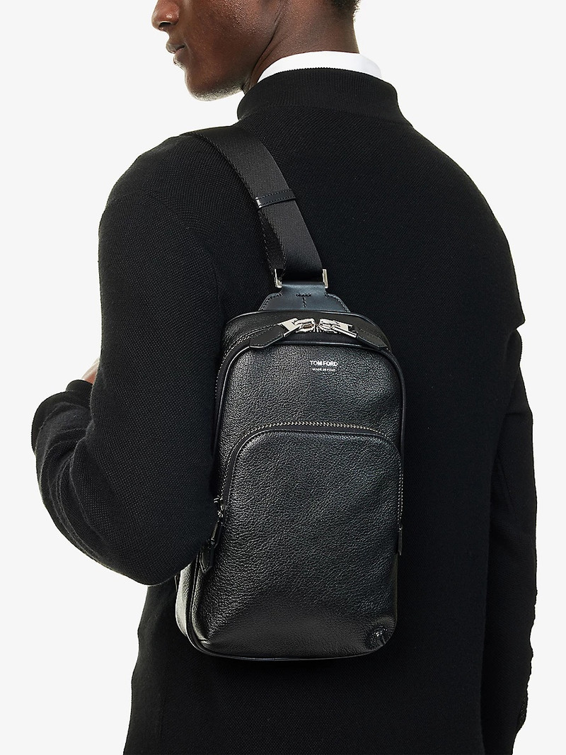 TOM FORD Logo-Embroidered Leather Cross-Body Backpack outlook