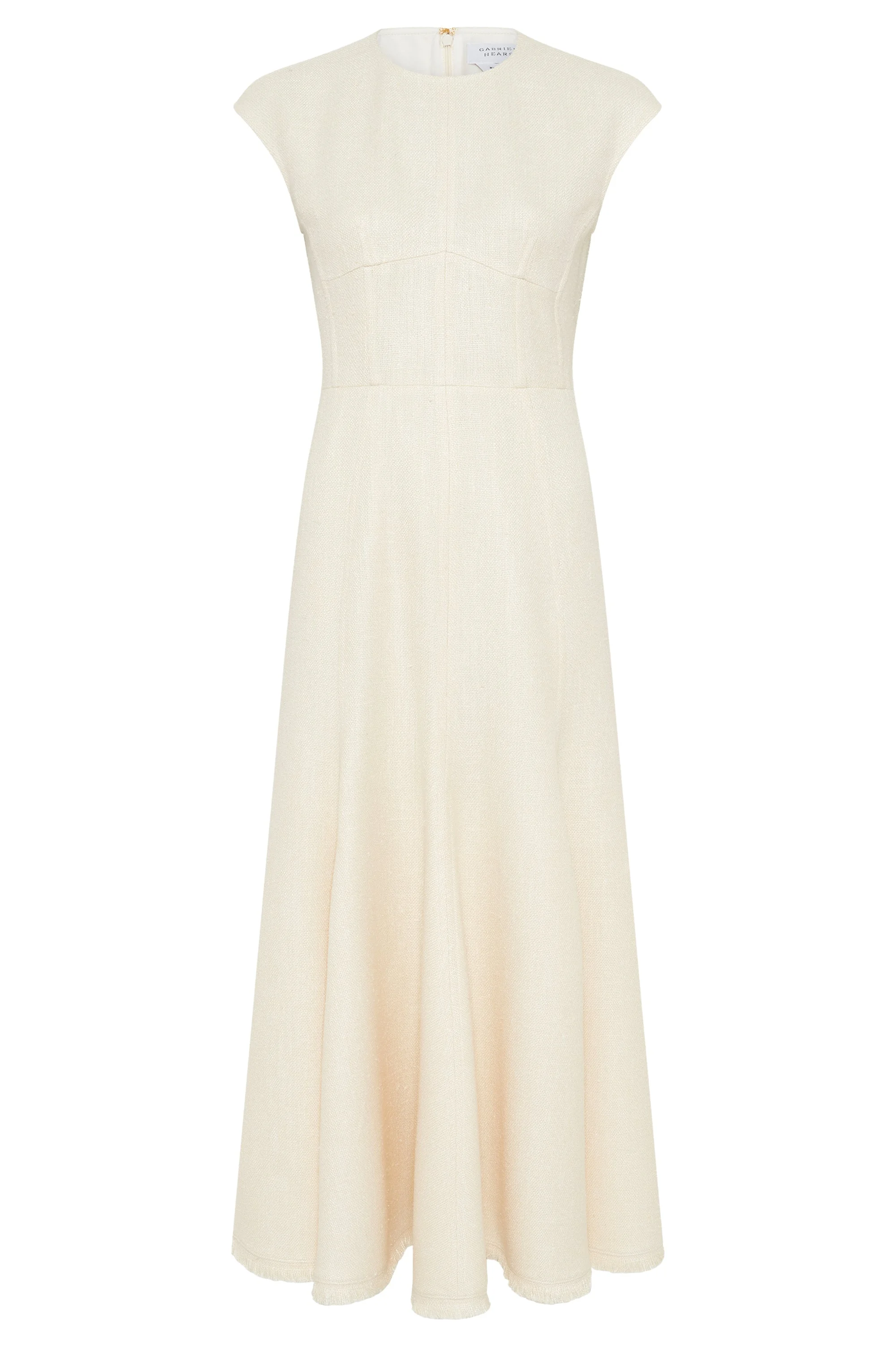 Crowther Midi Dress in Ivory Virgin Wool Silk Slub - 1