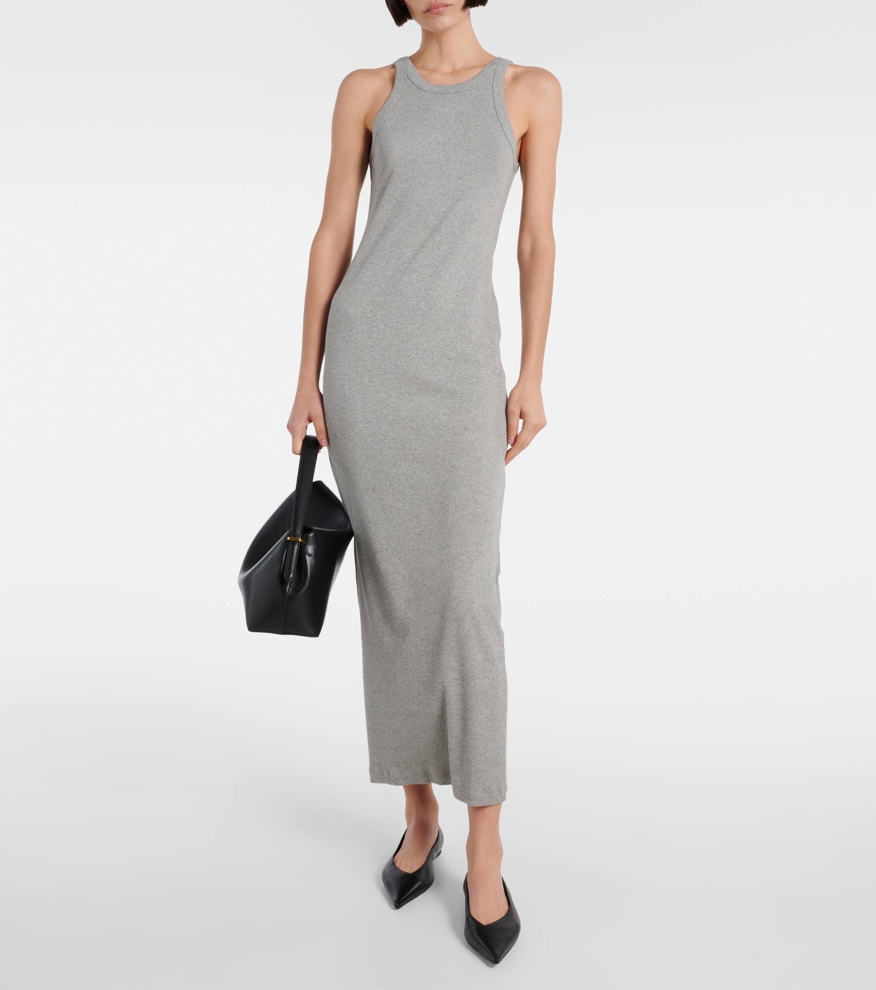 Ribbed-knit cotton-blend jersey midi dress - 6