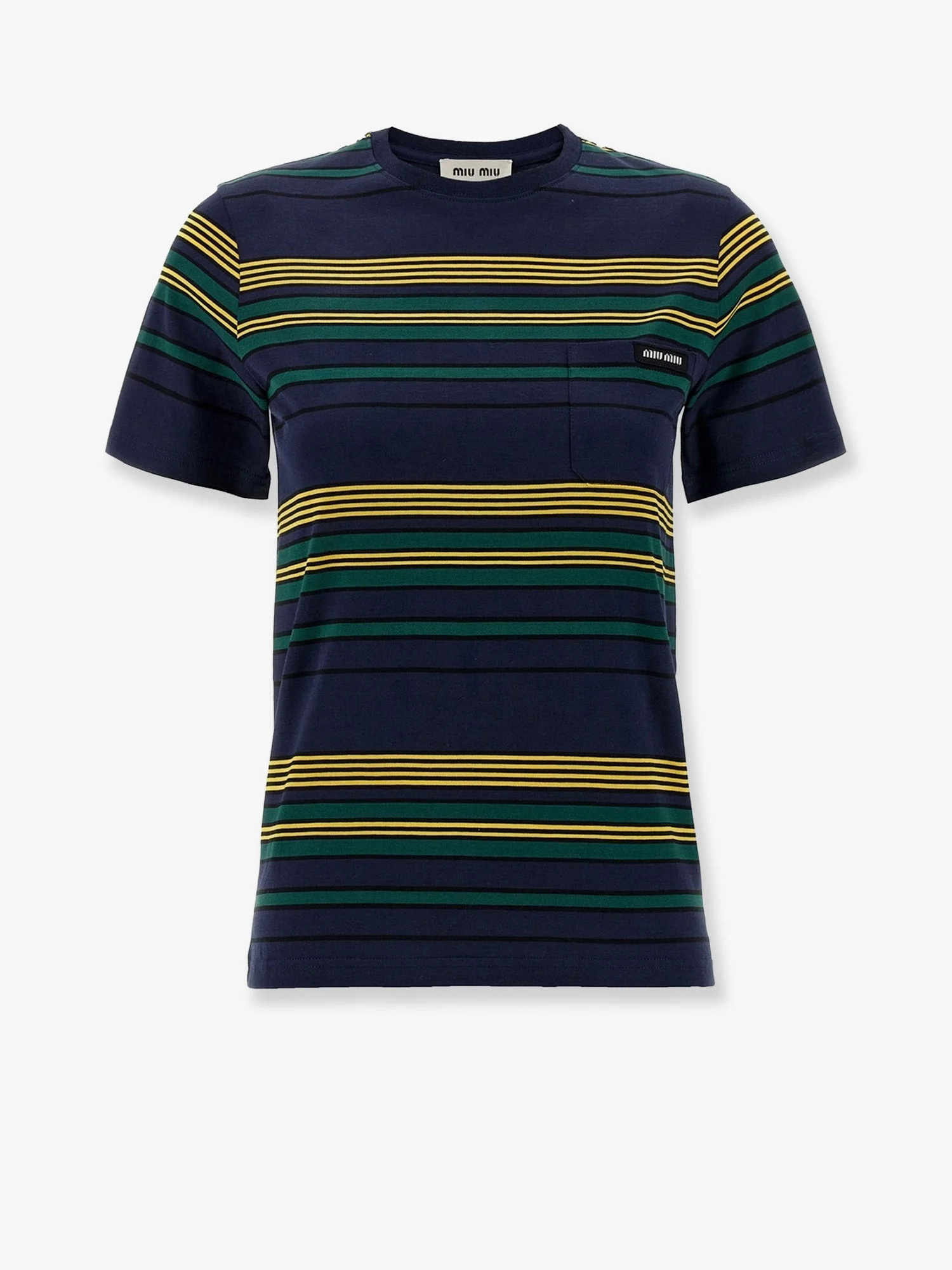 Miu Miu Women Cotton T-Shirt With Striped Pattern - 1