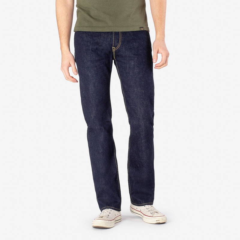 Iron Heart IH-666S-18 18oz Vintage Selvedge Denim Slim Straight Cut Jeans - Indigo outlook