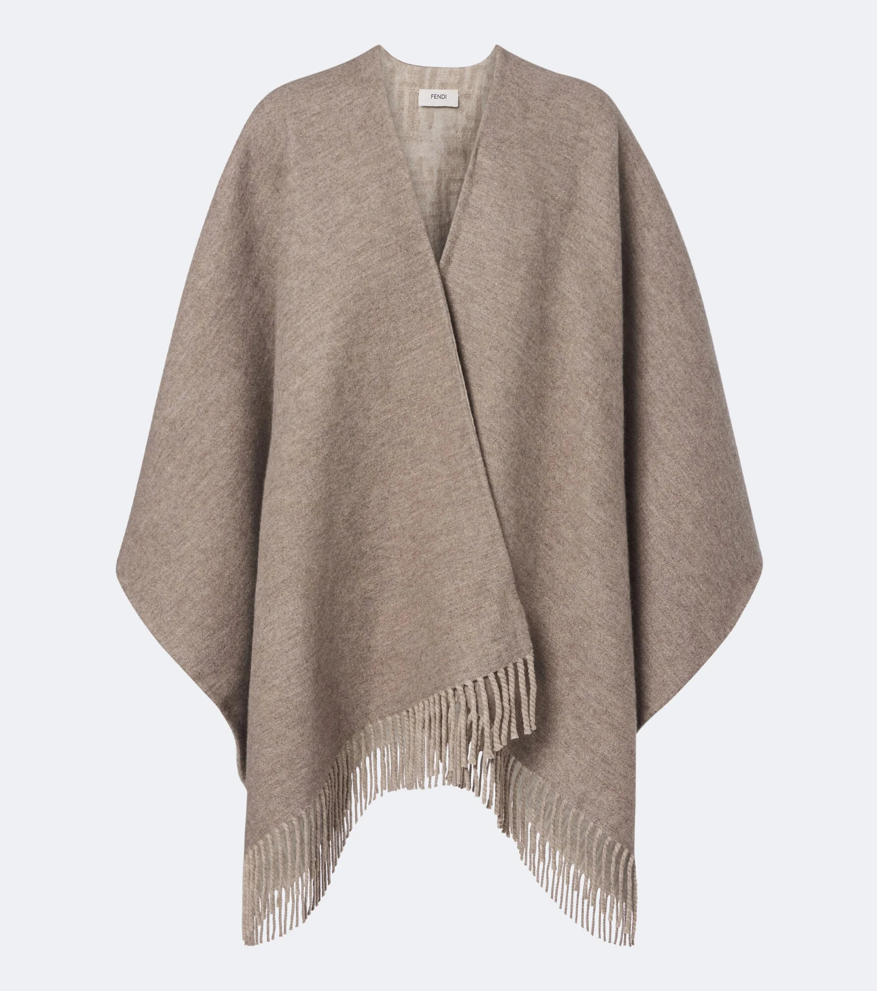 Reversible wool and cashmere poncho - 1