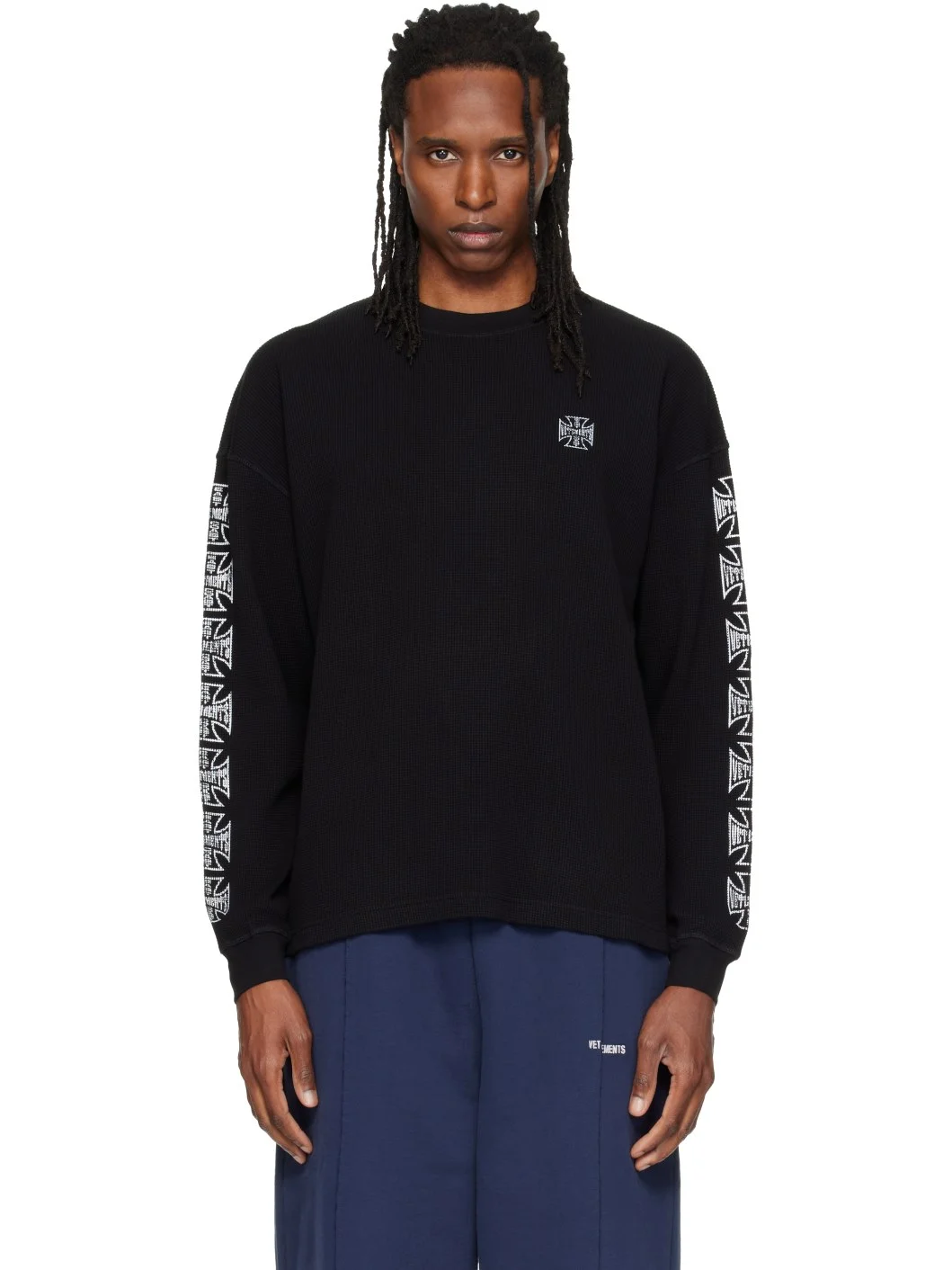 Black Biker Cross Logo Longsleeve T-shirt - 1