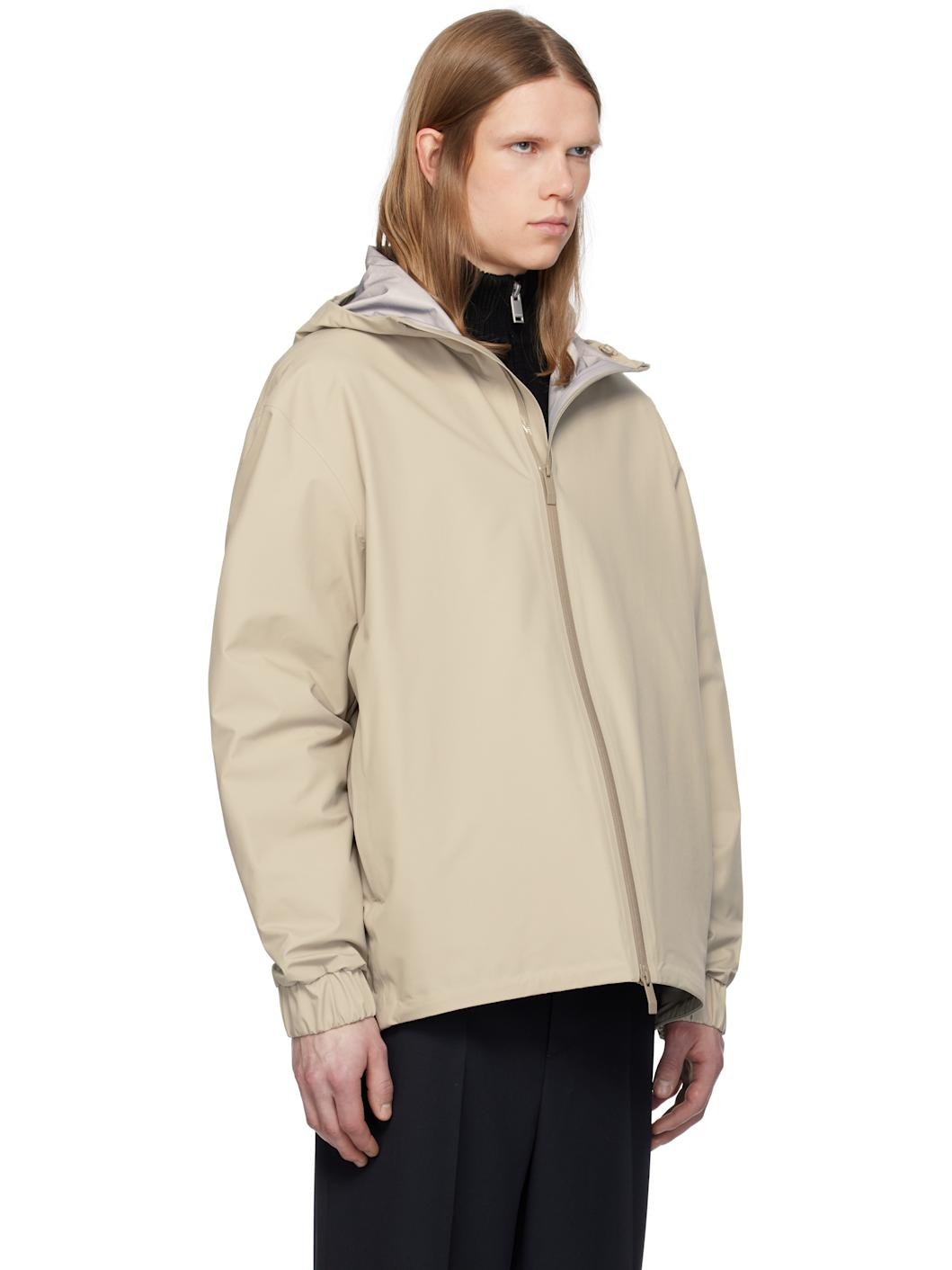 Beige Bise Hooded Rain Jacket - 2