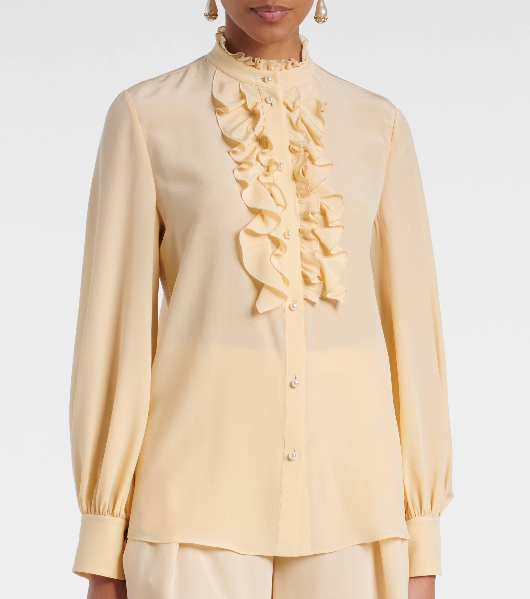 Ruffled silk crêpe de chine blouse - 6