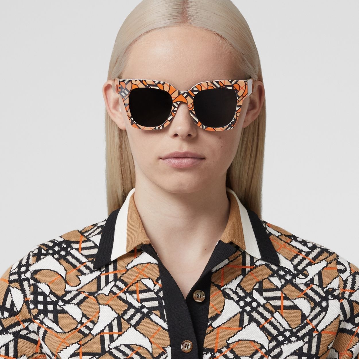 Monogram Print Square Frame Sunglasses - 3
