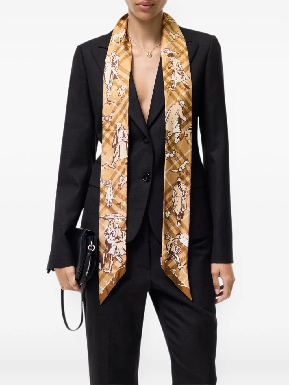 skinny Check Mates silk scarf - 1