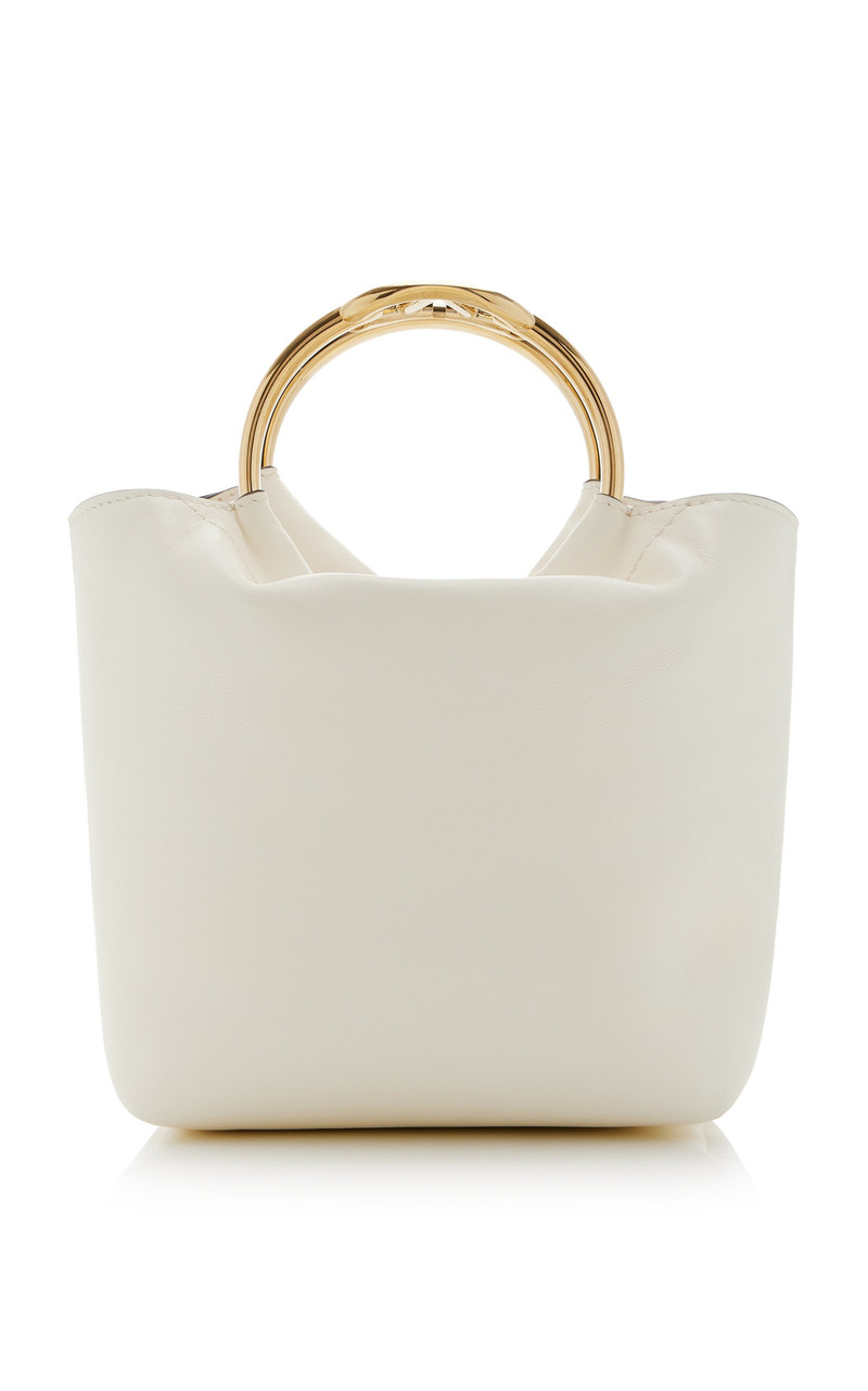 Carry Secrets Small Leather Bucket Bag white - 1