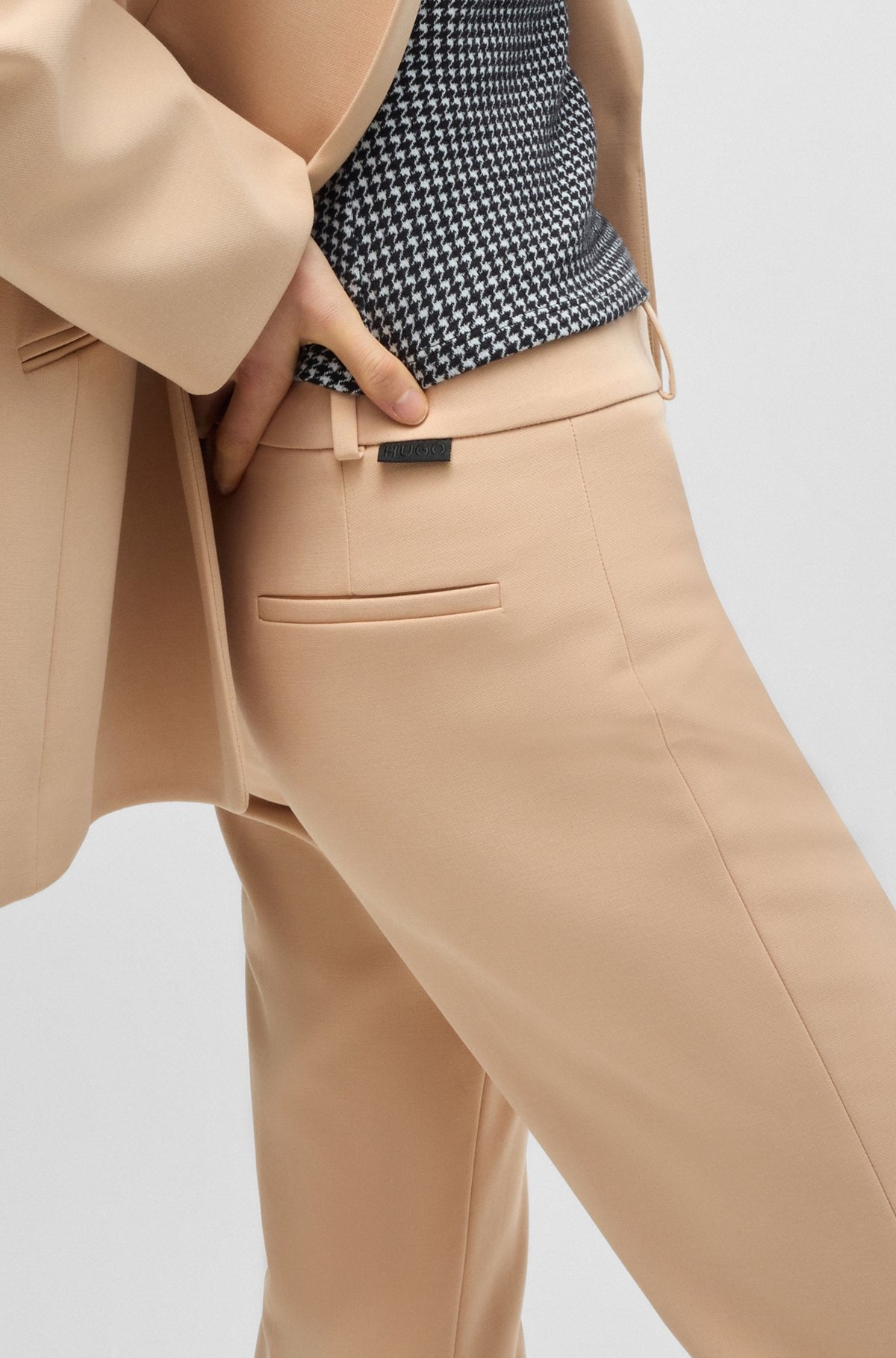 REGULAR-FIT TROUSERS IN STRETCH FABRIC WITH BOOTCUT LEG - 5