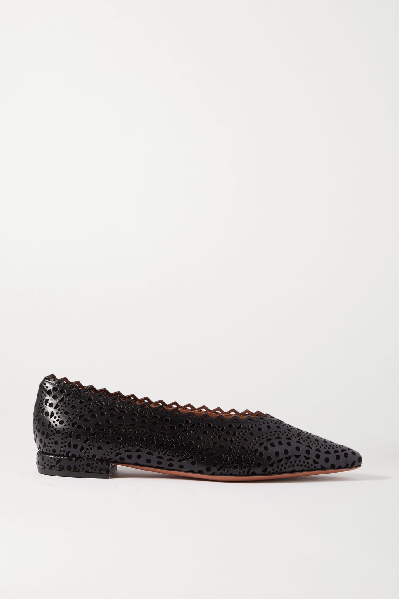 Laser-cut leather point-toe flats  - 1