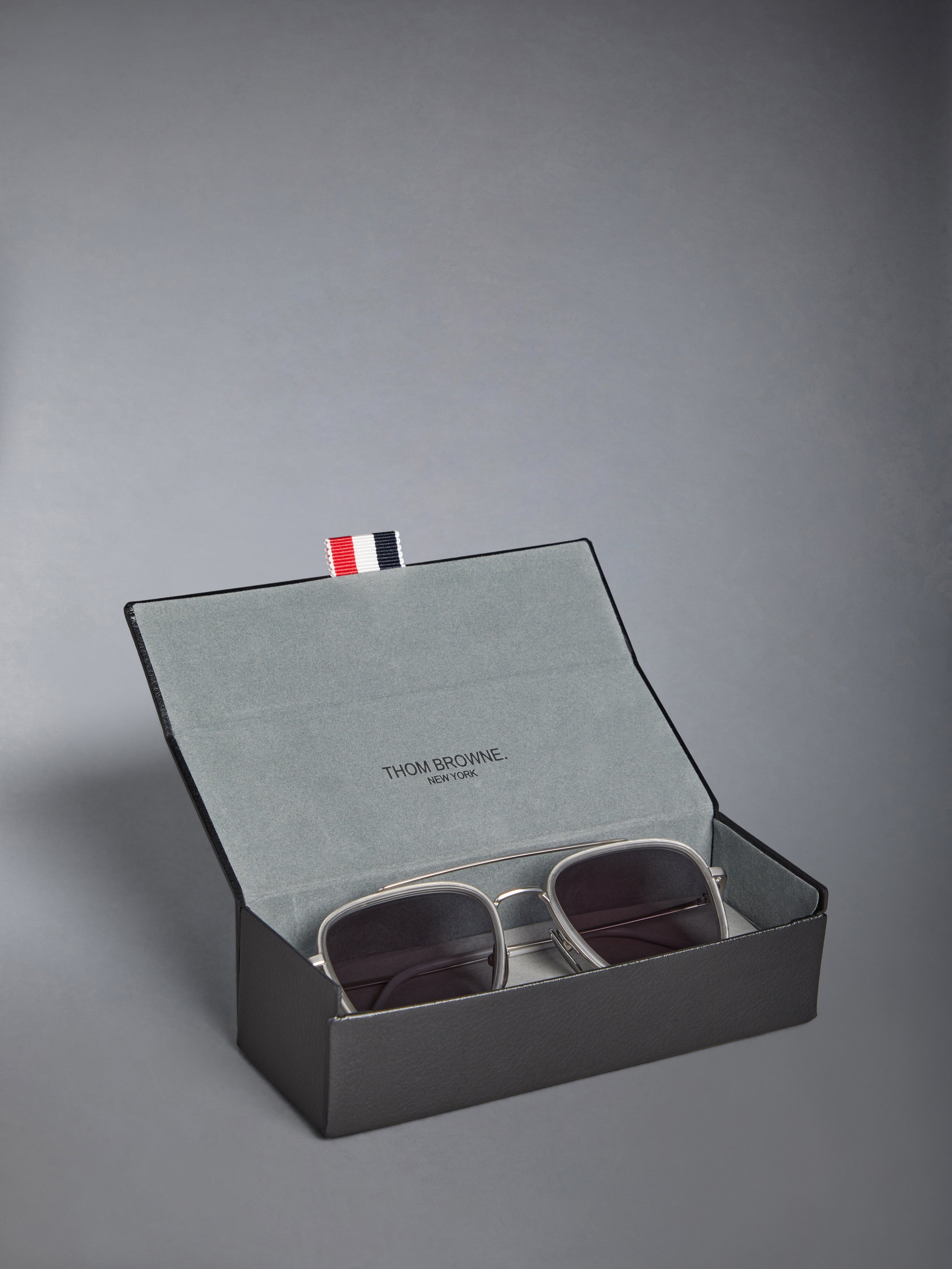 Acetate And Titanium Rectangular Aviator Sunglasses - 8