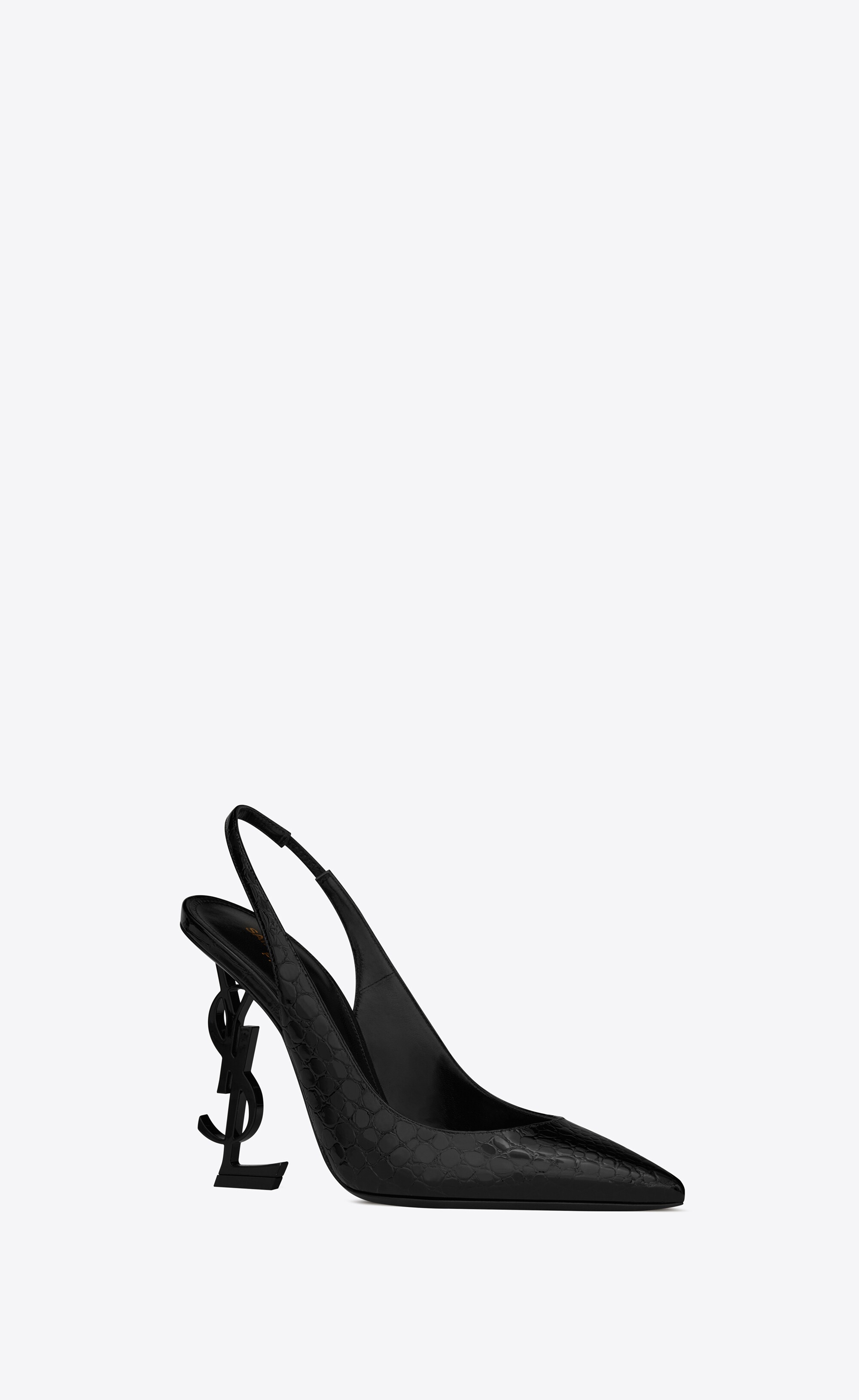 opyum slingback pumps in alligator-embossed patent leather with black heel - 4